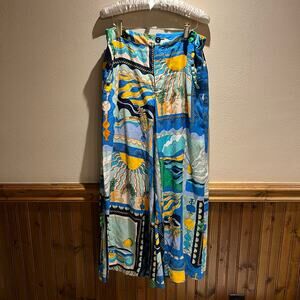 Maeve Anthropologie Sunshine Wide Leg Pants Sz 12P Pattern Colorful Preppy
